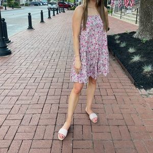 Old Navy Pink/Orange Floral Swing Dress